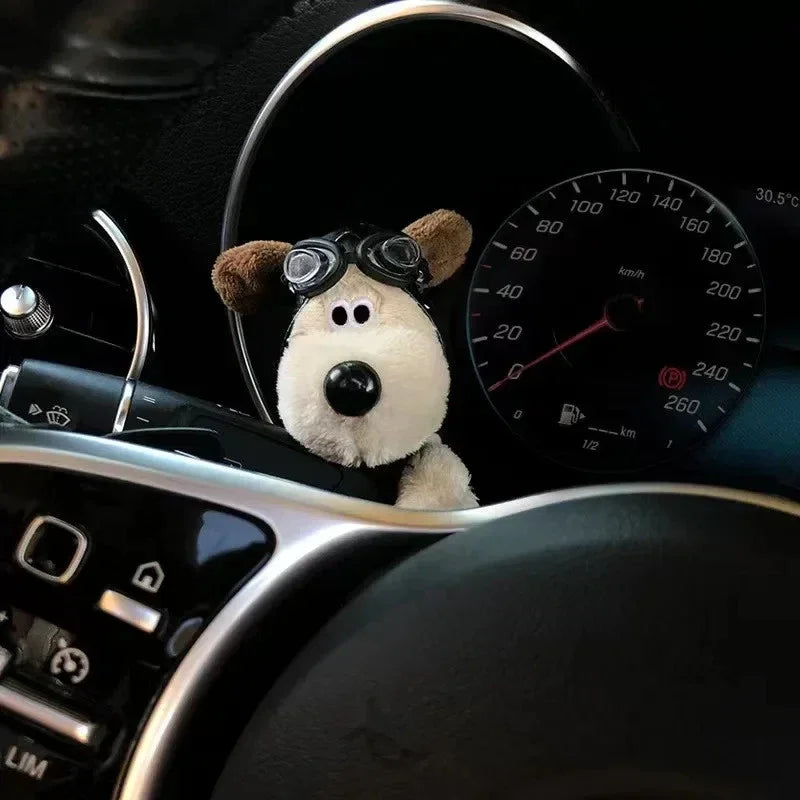 Cute Plush Puppy Car Turn Signal Switch Decor Steering Column Wiper Rod Lever Interior Ornament