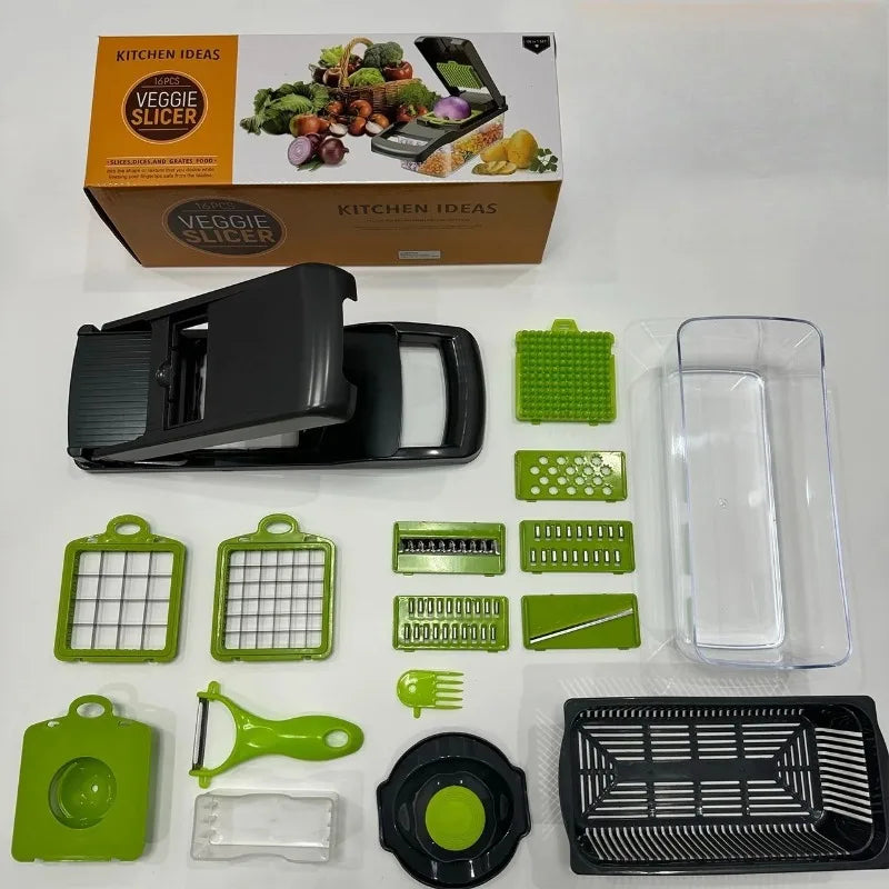 16 Multifunctional Vegetable Cutting Artifacts Household Kitchen Vegetable Cutting Slicer Potato Shredded Wire Wiper Dice