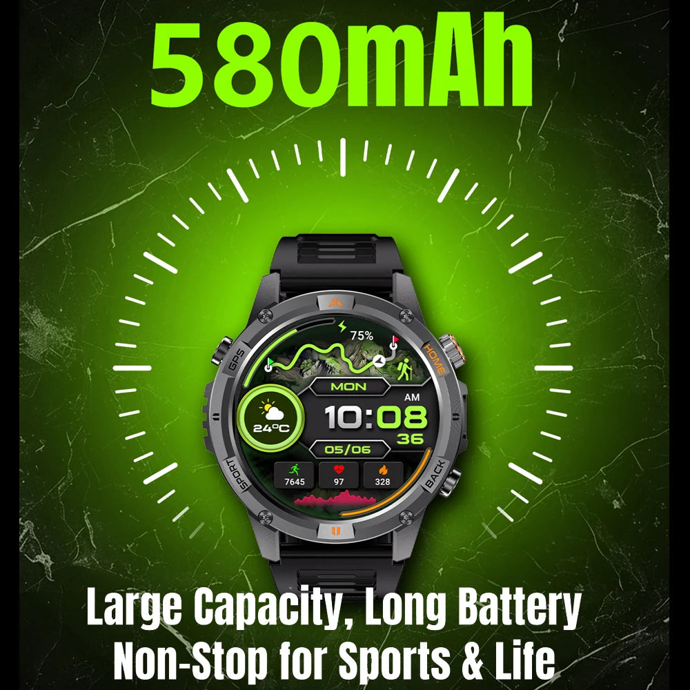 2025 New Professional GPS Sports Smart Watch Outdoor RIDE Run GPS track Swim Watchs Compass 3ATM Sports Bluetooth Call Watch Men