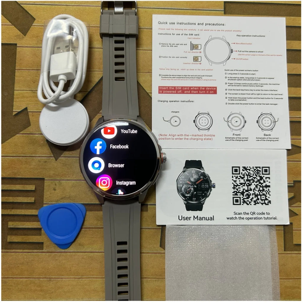 H99 Smart Watch 5G LTE Android 10.0 with 190° Rotary Camera Insert Sim Card Google Play App Download GPS WiFi Heart Rate Tracker