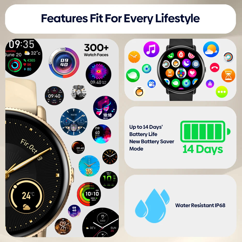 Zeblaze GTR 3 Pro Voice Calling Smart Watch 1.43" AMOLED Display 316L Stainless Steel Frame Fitness Tracking Smartwatch
