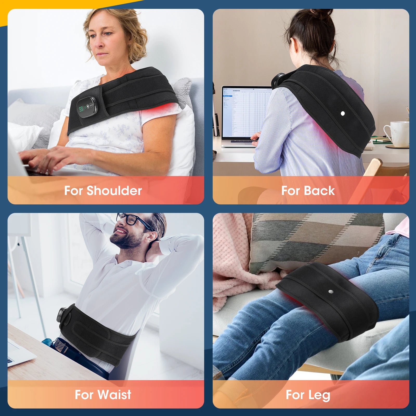 Electric Heating Waist Massage Belt Infrared Vibration Hot Compress Lumbar Brace Spine Protect Massager Back Support Belt