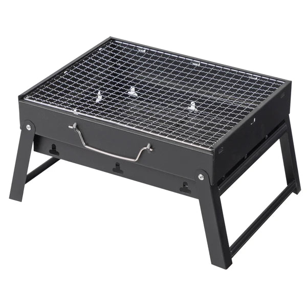 Portable Foldable Charcoal Grill | 38cm Compact Design | Light Steel Material Easy to Install | Equipped with Removable Ash Collector, Fast Heat Dissipation | Suitable for Camping, Picnicking, Beach, Backyard, and Small Group