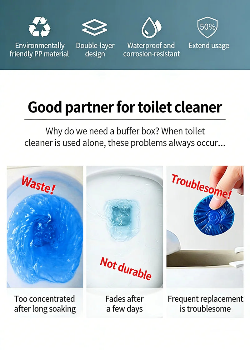 Toilet Solid Dispenser-Tank Replacement Part,Toilet Bowl Cleaner Buffer Box,Hanging Slow-Release Dispenser,Extends Cleaning Time