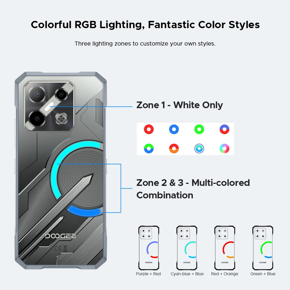 DOOGEE Blade GT Pro 5G Rugged Phone LED light Effect 6.72'' 120Hz 32GB(12+20) 512GB 10.5mm Ultra-thin 100MP AI Camera Smartphone