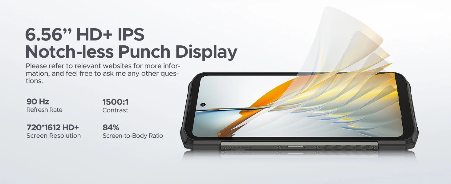 DOOGEE Fire 6 Rugged Phone Thermal Imaging 10400mAh Large Battery 6.56" 16GB(6+10) 256GB 50MP AI Main Camera Mobile Phone