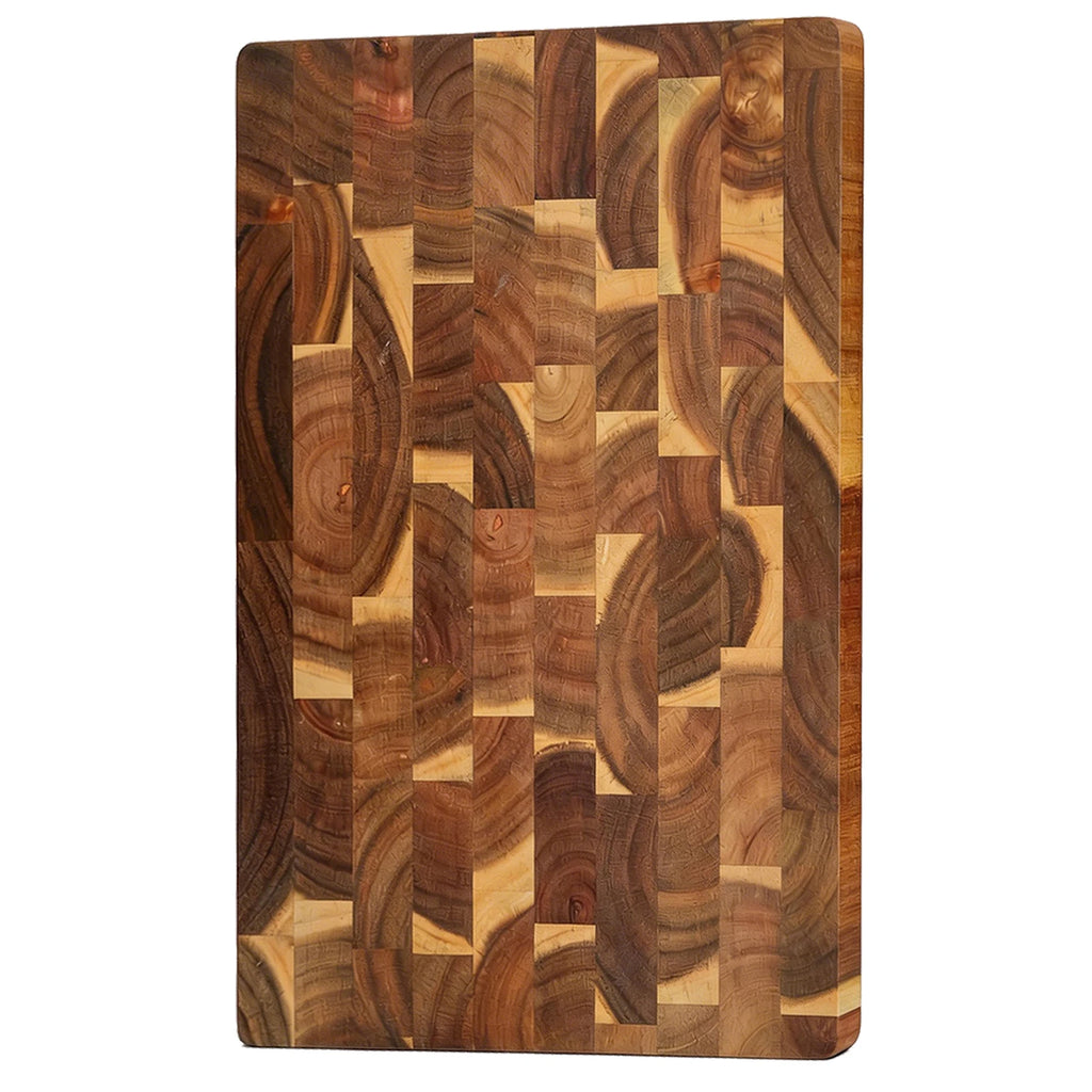 Acacia Wood End Grain Cutting Board, Reversible Kitchen Chopping Board, Multi-Purpose Serving & Prep Tray, Perfect for Kitchen and Dining Table, 1PK