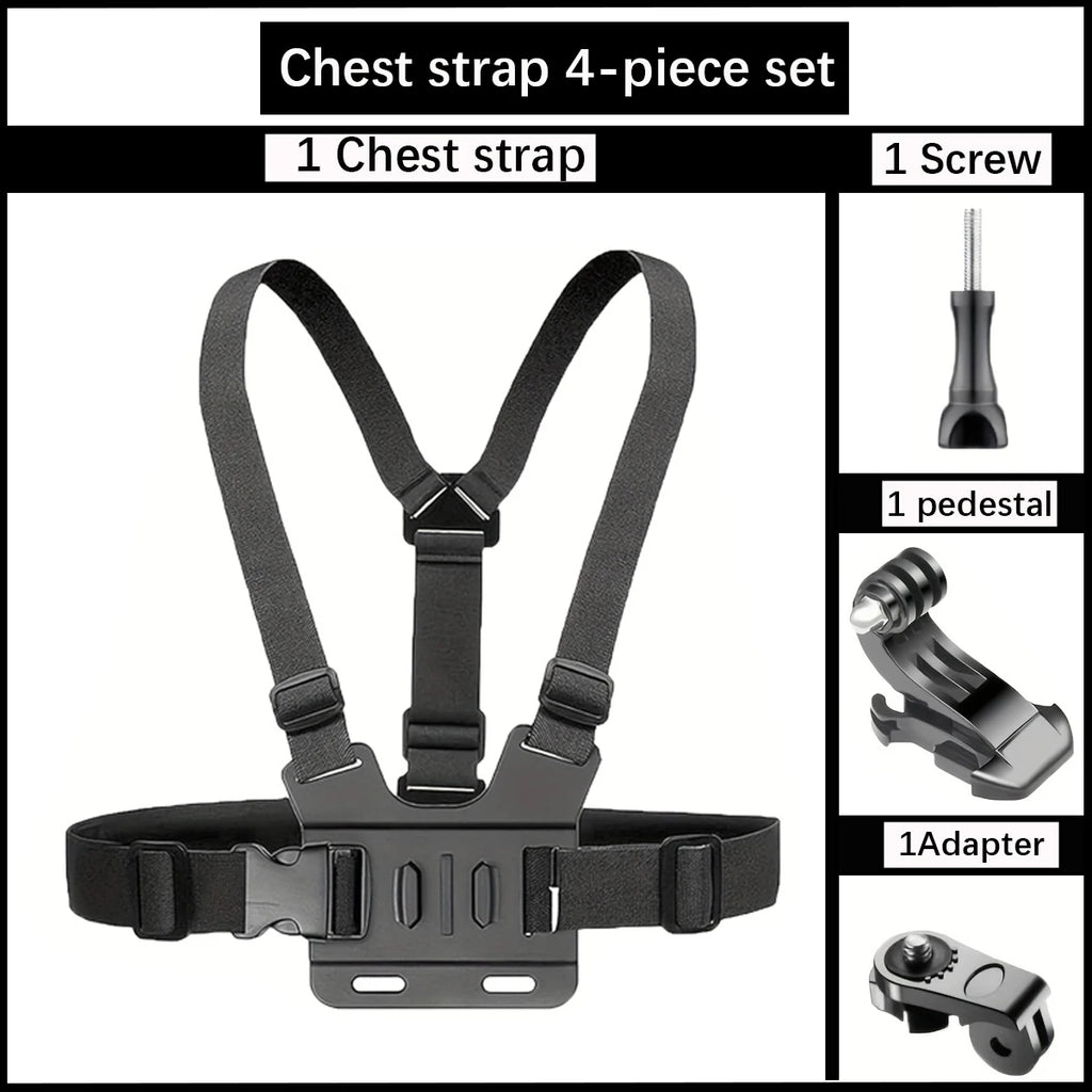 Adjustable Headband And Chest Band Shooting Stand for Mobile Phones And Action Cameras Compatible with GoPro DJI And More