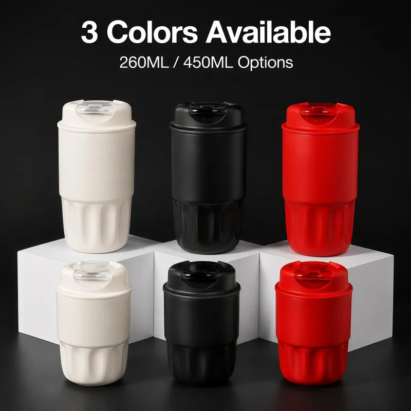 260ML 450ML SUS316 Thermal Coffee Mug Leakproof Portable Travel Tumbler with Lid Stainless Steel Cup for Car Work Hot Cold Drink