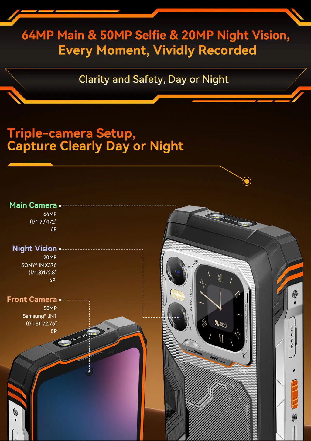 Blackview XPLORE 1 Rugged Smartphone, 5G Waterproof Outdoor Smartphone Android 15, 6.78'' 2.4K Display, 256GB/512GB, 20000mAh
