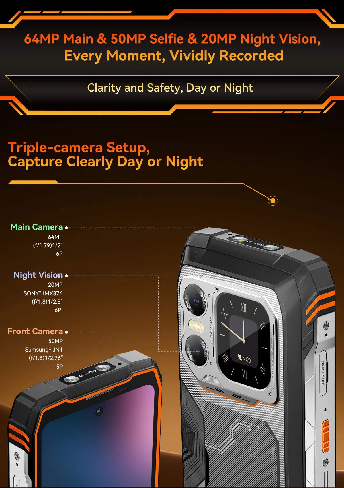 Blackview XPLORE 1 Rugged Smartphone, 5G Waterproof Outdoor Smartphone Android 15, 6.78'' 2.4K Display, 256GB/512GB, 20000mAh