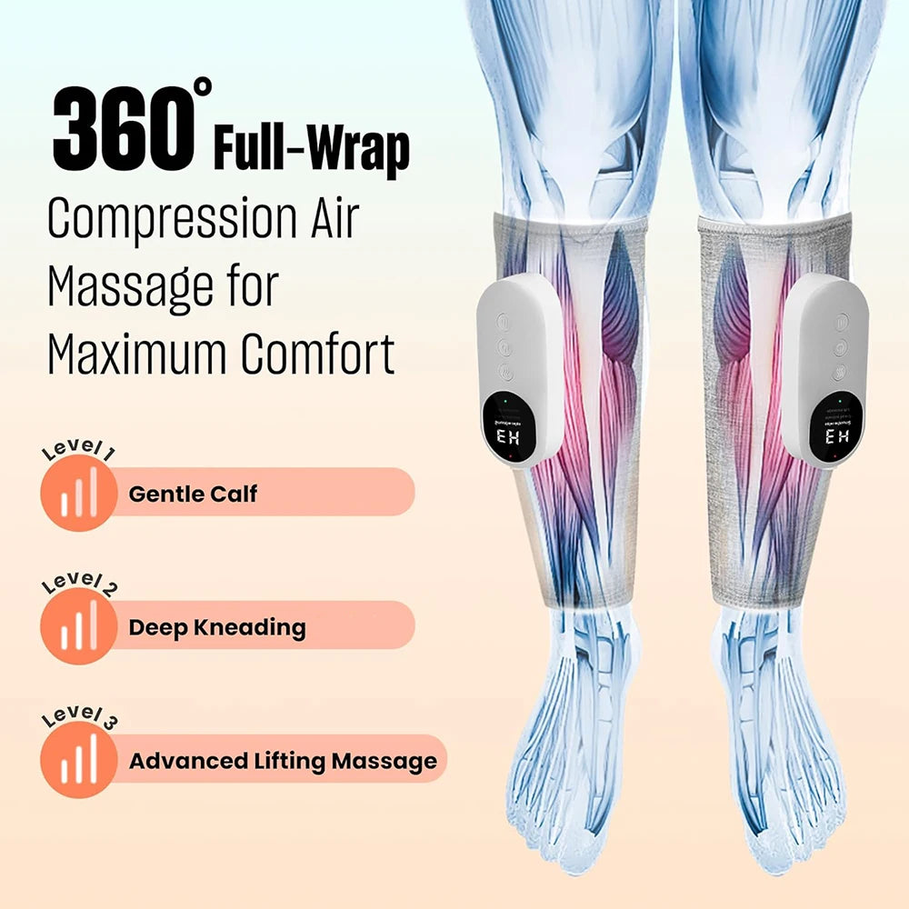 1/2Pcs Electric Leg Massager Wireless Rechargeable Air Compression Calf Massage Relax Leg 3 Modes 360° Air Pressure Leg Massage