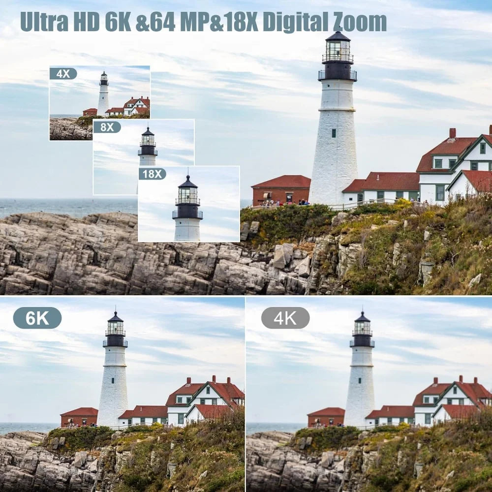 4K 60FPS Professional Camcorder for Photography 64MP WiFi Livestream Webcam Video Cameras 18X Digital Zoom YouTube Vlog Recorder