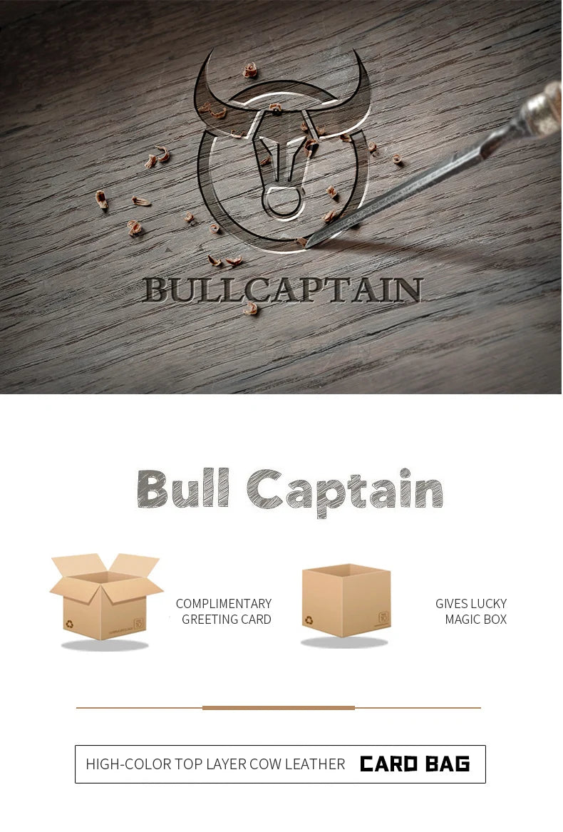 BULLCAPTAIN Genuine Card Bag Men's Casual Business Credit Card Holder Multifunctional RFID Anti-Theft 11 Card Slots Coin Purse