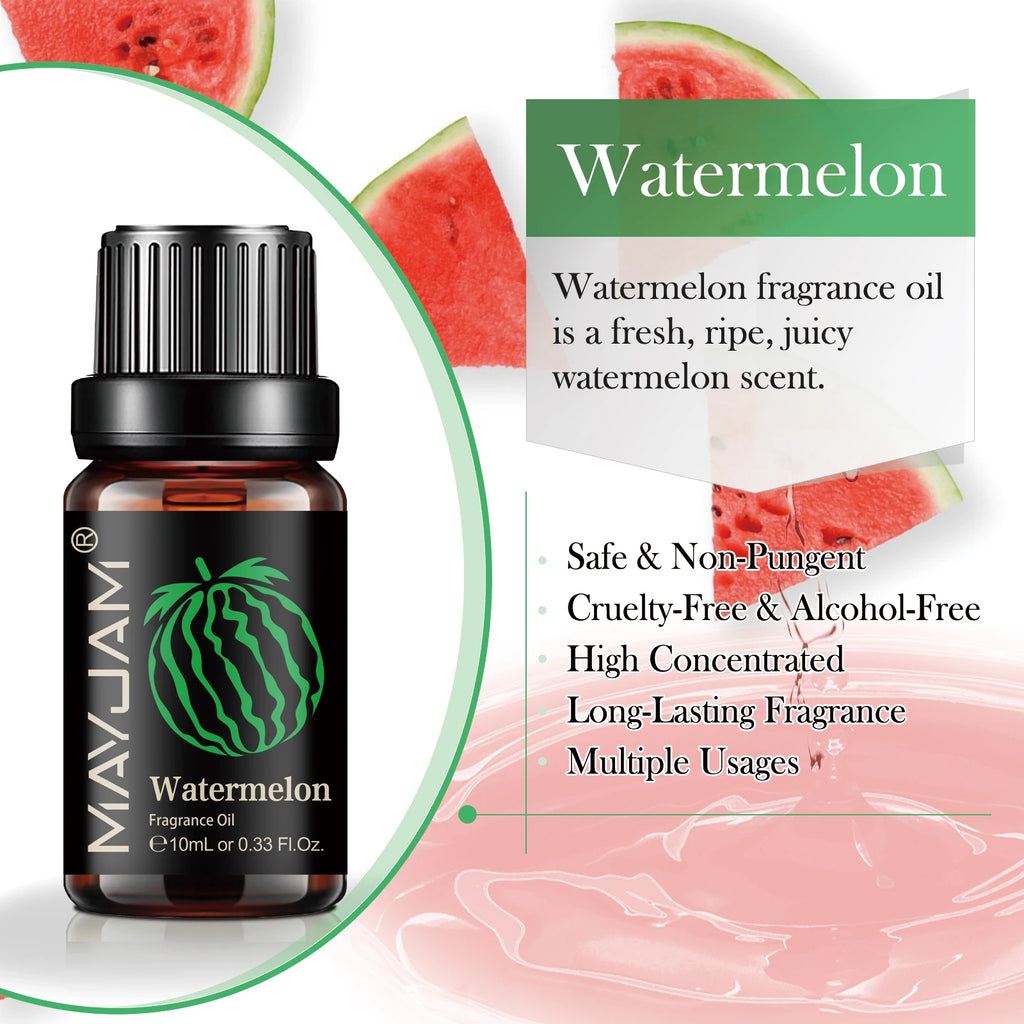 MAYJAM Fruit Essential Oil 10ml Cherry Banana Papaya Grape Litchi Guava Kiwifruit Pear Fig Fragrance Oil for Diffuser Candle
