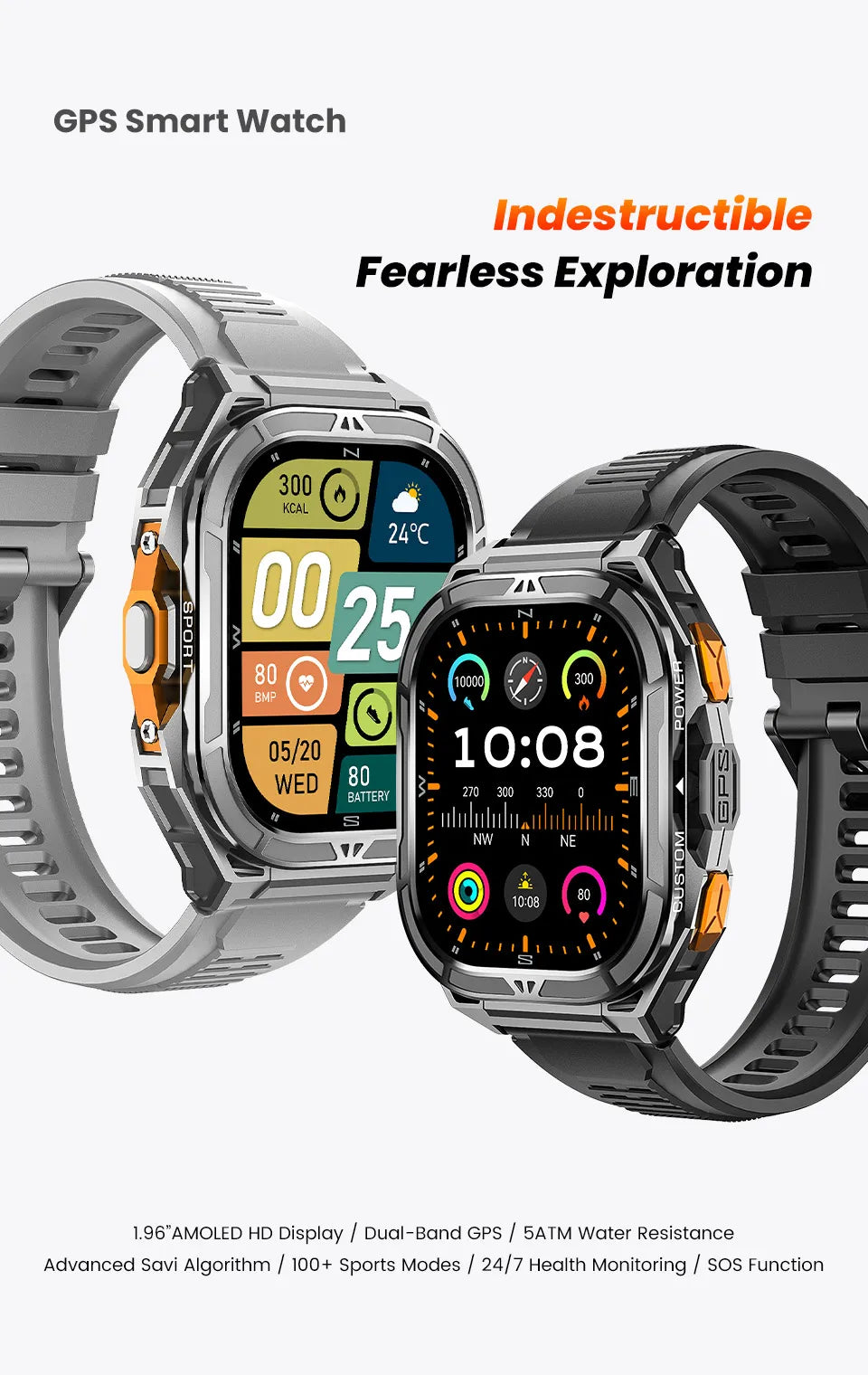 Luxury AMOLED Smartwatch Real GPS 5ATM Waterproof Smart Watch Electronic Clock Sports Wrist Digital Watches for Man Android 2026
