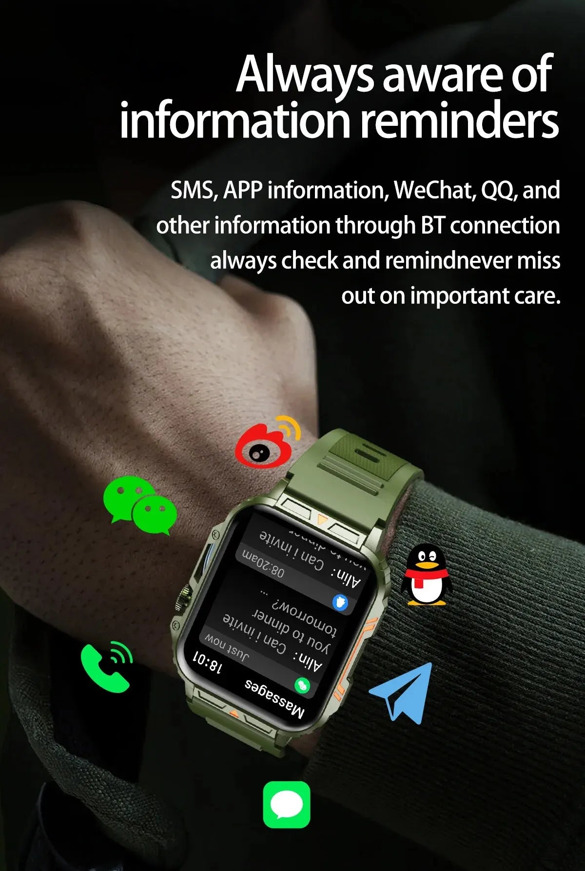 2025 New Rugged Military Sports Smart Watch 1.95 inch 300mAH Bluetooth Fitness Tracker reloj hombre Smarthwhatch For Android IOS