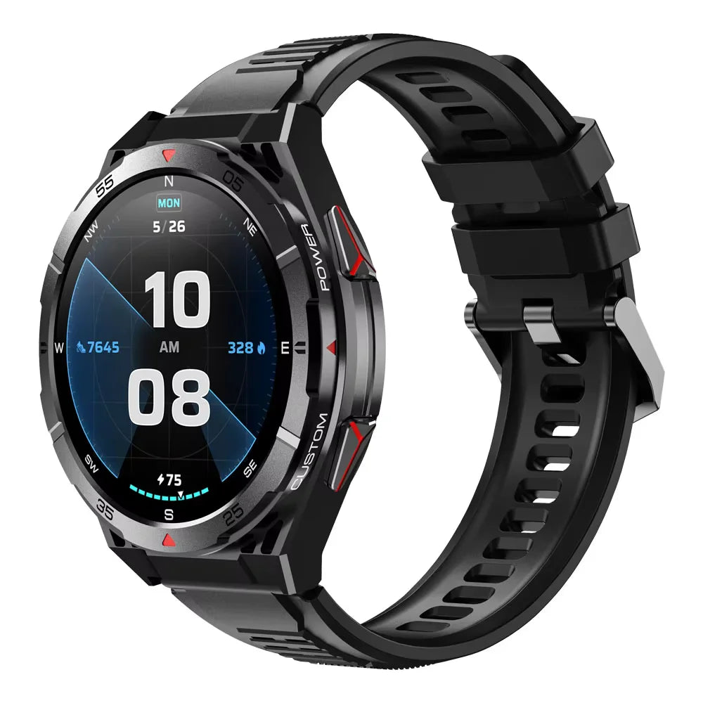 New Smart Watch GPS Sports Compass Altitude Air Pressure Blue Tooth Call 3ATM Waterproof Health AMOLED Screen Smartwatch 480Mah