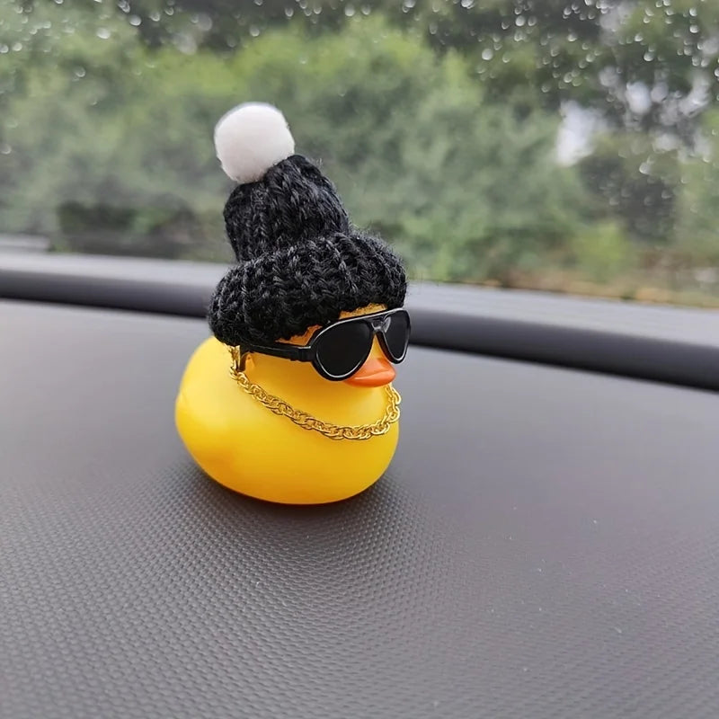 1PC Cute Black Knitted Hat and Sunglasses Car Accessories, Car Decorations, Festival Gifts
