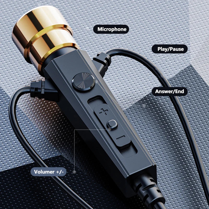 Karaoke HiFi Wired Headphones With Mic Singing Living Headset 3.5mm AUX Heavy Bass Noice Cancelling Earphone 1.2M 3M KTV Music