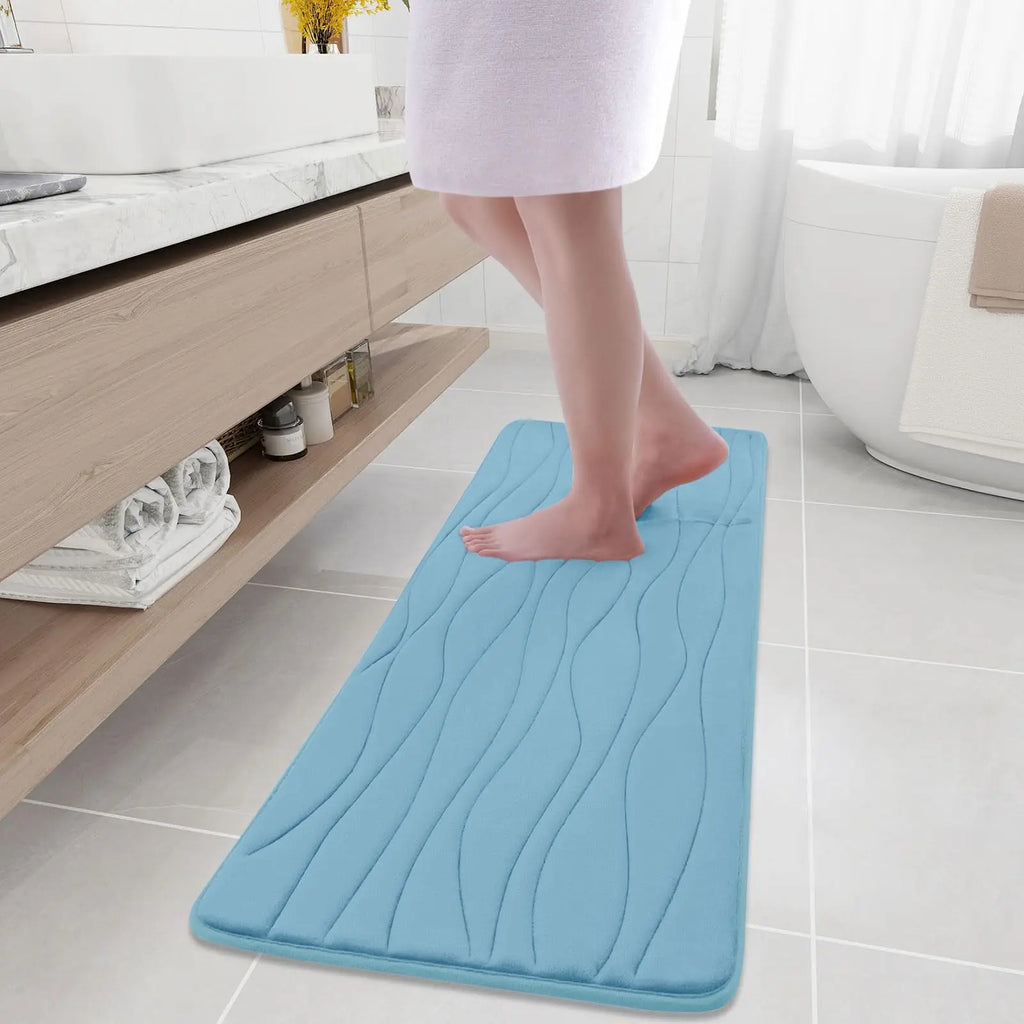 Olanly Memory Foam Mats For Bathroom Highly Absorbent Non-slip Bath Rugs Super Soft Comfort Carpet  Machine Washable Shower Mats