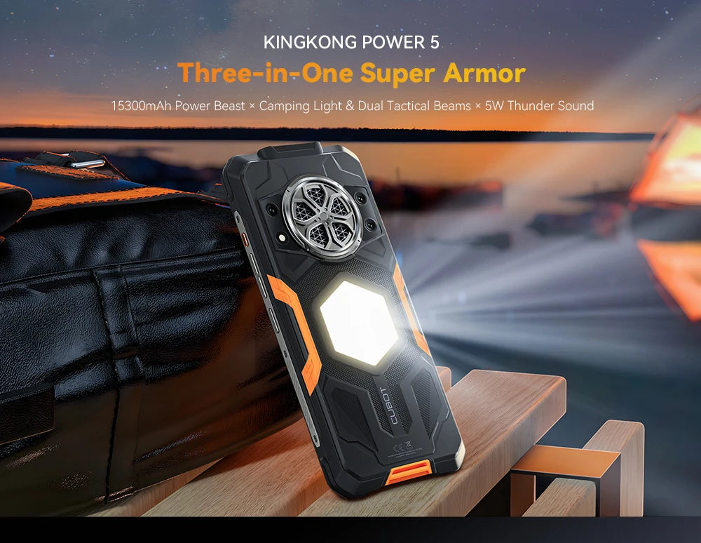 [Ship From UK] CUBOT KingKong Power 5 Android 15 Rugged Smartphone G100 16GB(6+10) 128GB 15300mAh 6.88" 120Hz 64MP Camping Light
