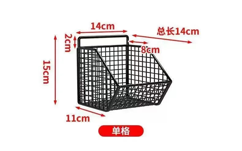 AOBT Wall-Mounted Green Onion Ginger Garlic Storage Rack Punch-Free Kitchen Multi-Functional Basket Organizer for Spices Herbs