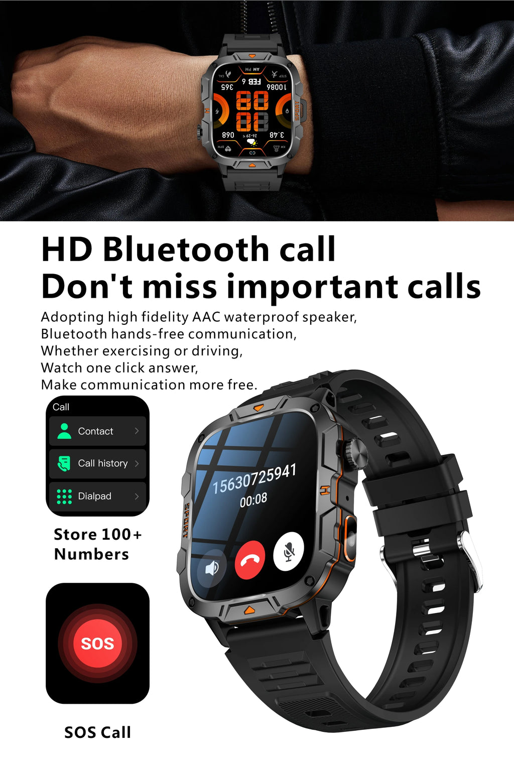 2025 For Xiaomi Original Built-in Dual-band GPS Men Smartwatch BT Call Fitness Military 5ATM IP68 Military Sport Smart Bracelet