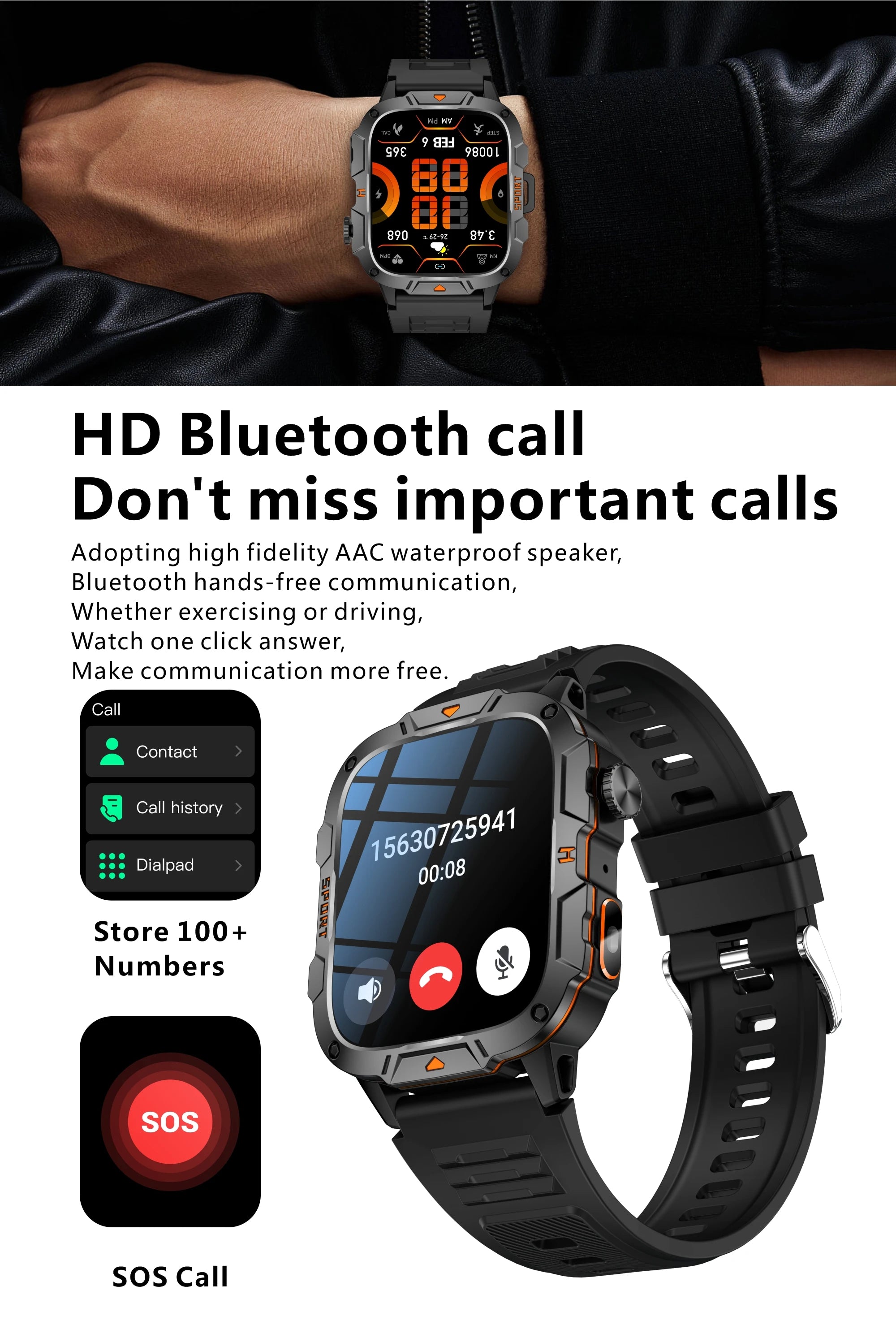 2025 For Xiaomi Original Built-in Dual-band GPS Men Smartwatch BT Call Fitness Military 5ATM IP68 Military Sport Smart Bracelet