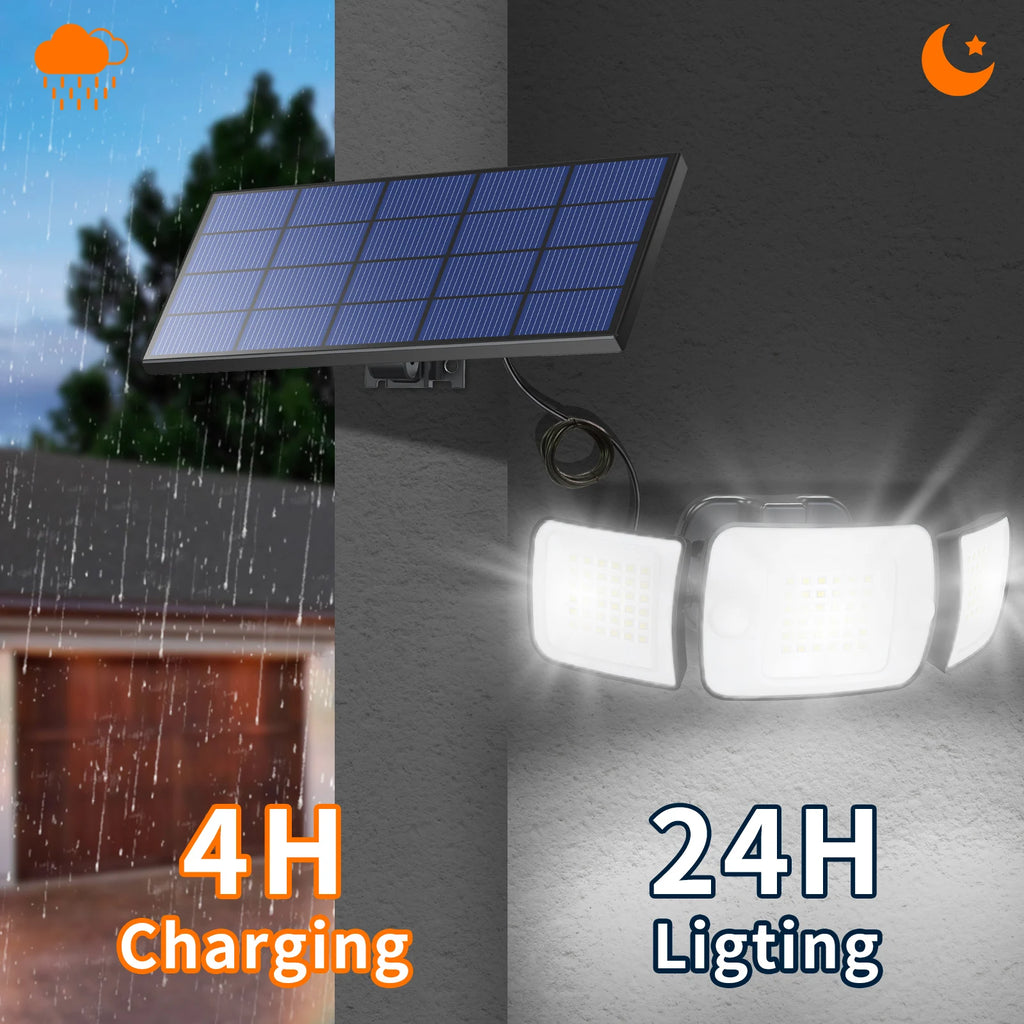 Top Brand Powerful 6000mah Outdoor Solar Lights With 3 Modes Two Motion Sensors Bright Light Wall Lamp For Garden Yard Garage