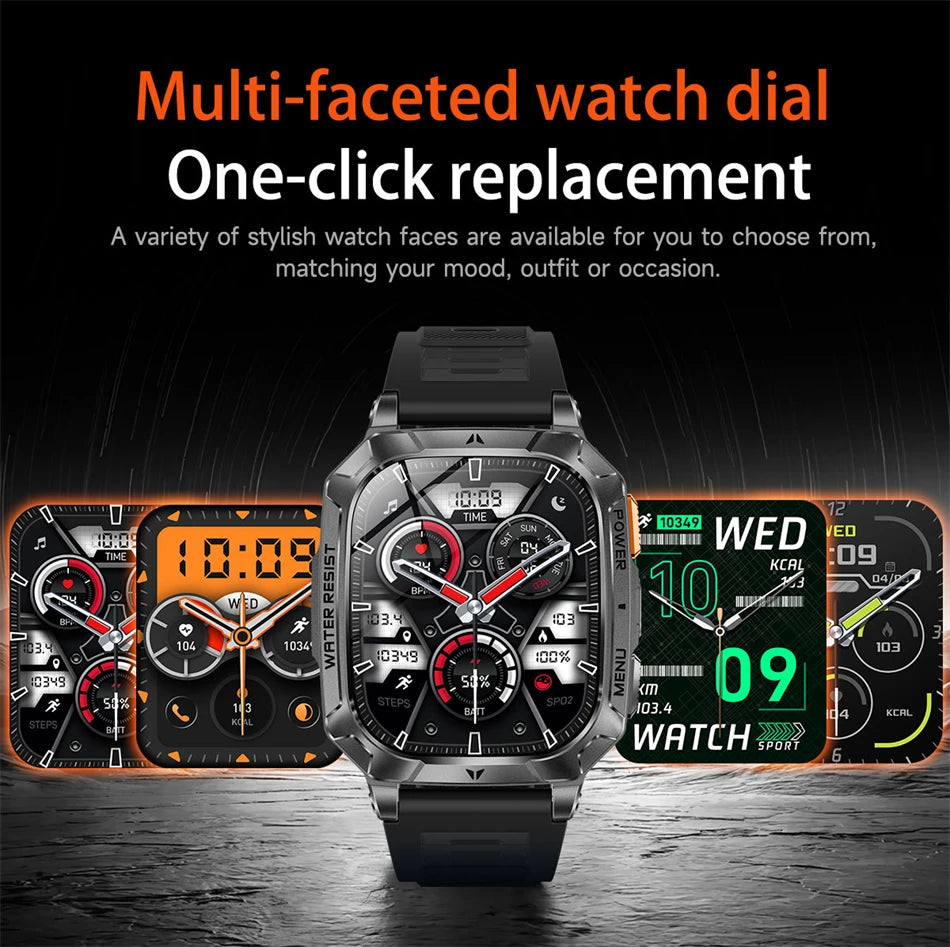 Upgrade 1400 mAh Battery Military Grade Smart Watch Men IP68 Waterproof 100+ Sports Modes Bluetooth Call AMOLED HD Smartwatches