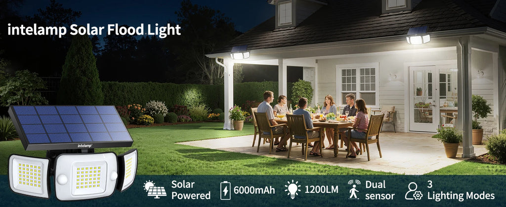 Top Brand Powerful 6000mah Outdoor Solar Lights With 3 Modes Two Motion Sensors Bright Light Wall Lamp For Garden Yard Garage