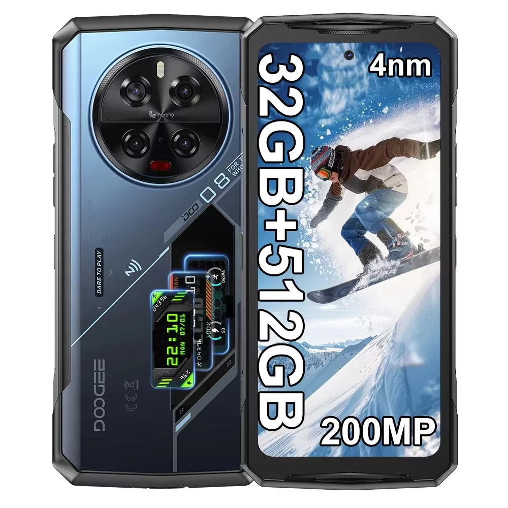 DOOGEE V40 Pro Rugged Phone 6.78" IPS Display  36GB(16+20) 512GB Smartphone 5G 200MP Al Camera 8680mAh Dimensity 7300 Android 14