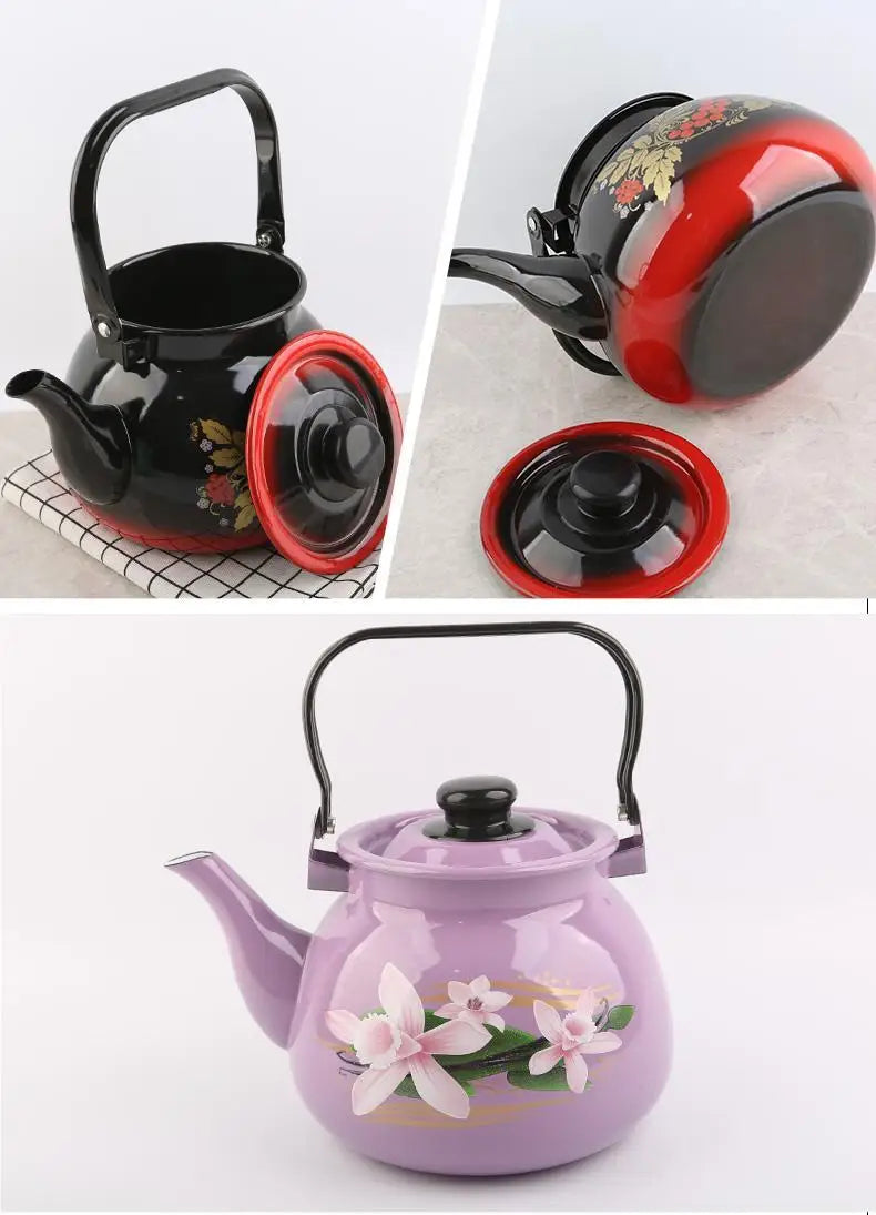 3.5L Large Capacity Porcelain Enameled Tea Pot Perfect for Home or Restaurant Use Tea Kettle Practical and Beautiful