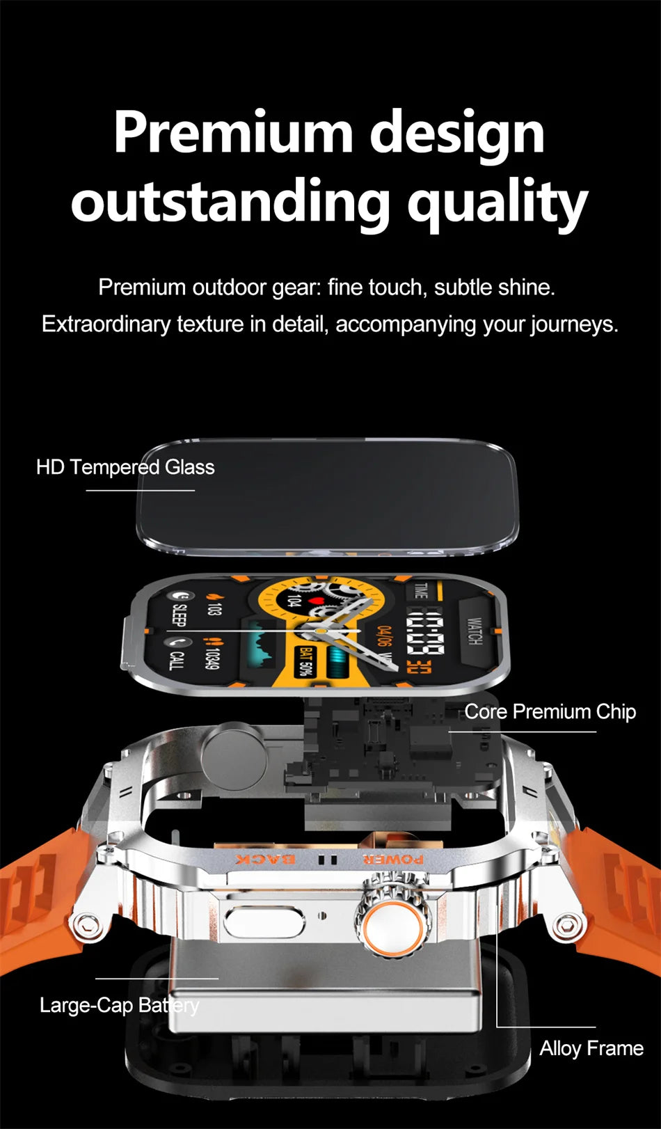 2025 New Outdoor Military Rugged Smart Watch Men's 1.91 Inch AMOLED HD Full Screen Touch LED Light Bluetooth Call Smartwatches