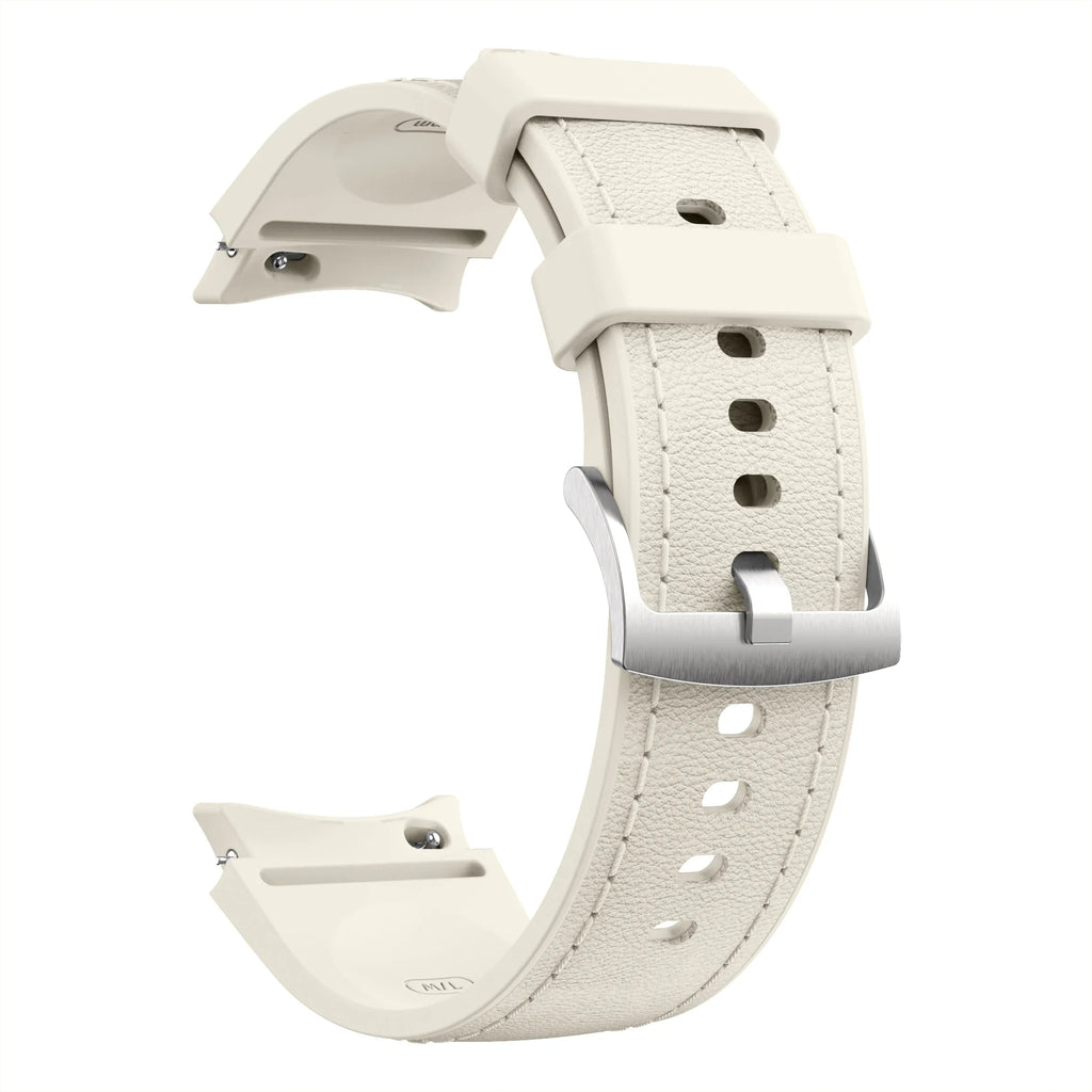 Silicone+Leather Strap for Samsung Galaxy Watch 7 6 5 4 FE 40mm 44mm No Gap Bracelet Band Watch 6 4 Classic 43/47mm 42/46mm Belt