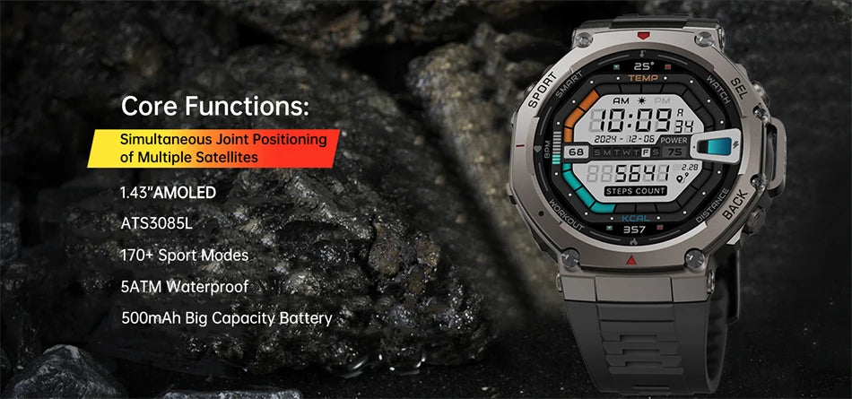 LIGE 2026 GPS Luxury Military Smart Watch 500mAh Men Health Monitor Fitness Clock Sports 5ATM Waterproof Smartwatch Compass New