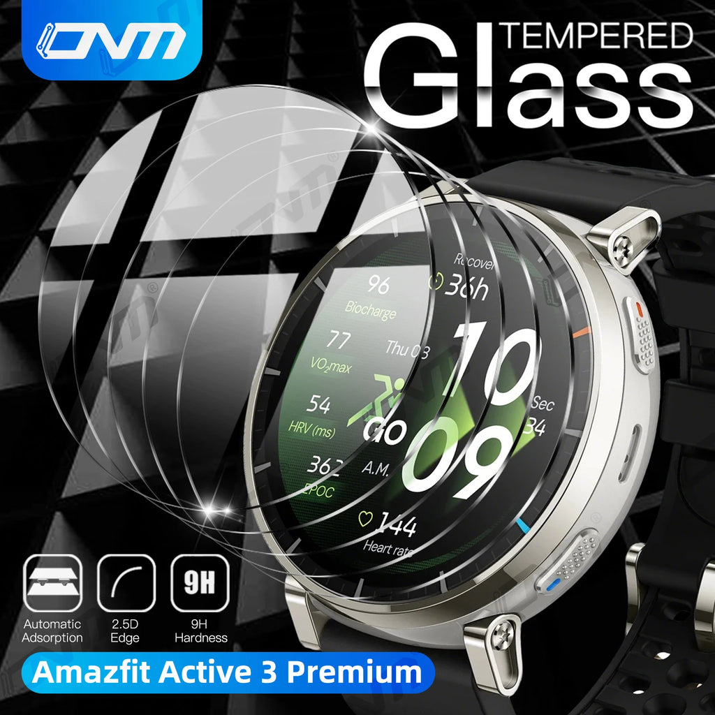 9H Tempered Glass For Amazfit Active 3 Premium, Screen Protector Durable HD Clear Anti-scratch Protection Film Accessories
