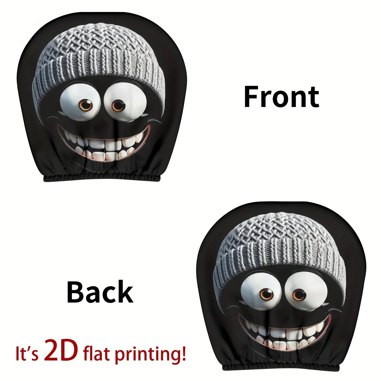 2pc Cartoon Character Knitted Car Headrest Covers Cute Smiling Face Design Washable Universal Head Rest Protector for Auto Decor