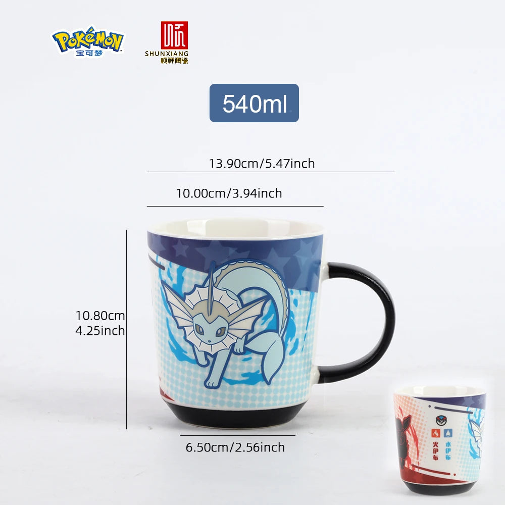 SHUNXIANG Pokémon Ceramic Mug Eevee Color Changing Mug Cartoon Vaporeon & Flareon Coffee Milk Cups Tea Cups Drinkware Gifts