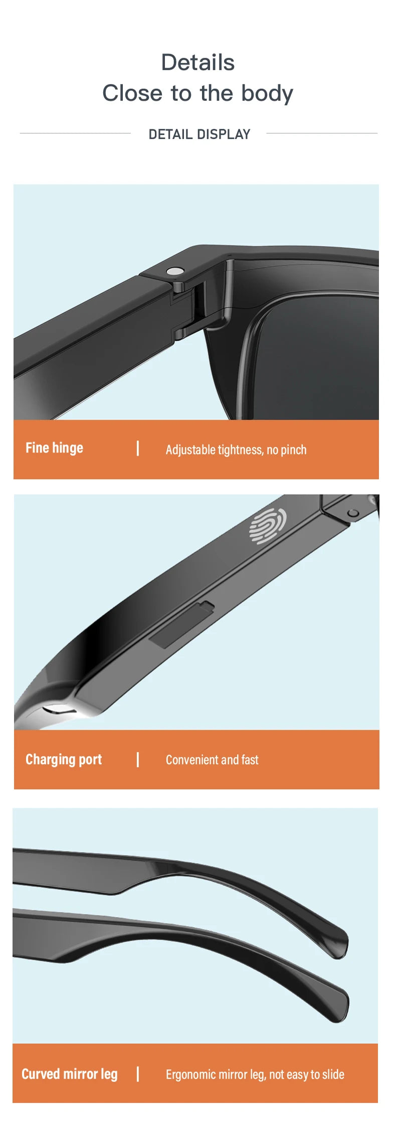Smart Bluetooth V5.3 Sunglasses Glasses Call Outdoor Sports Headphones HIFI Black Technology Anti-touch UV For Men And Women