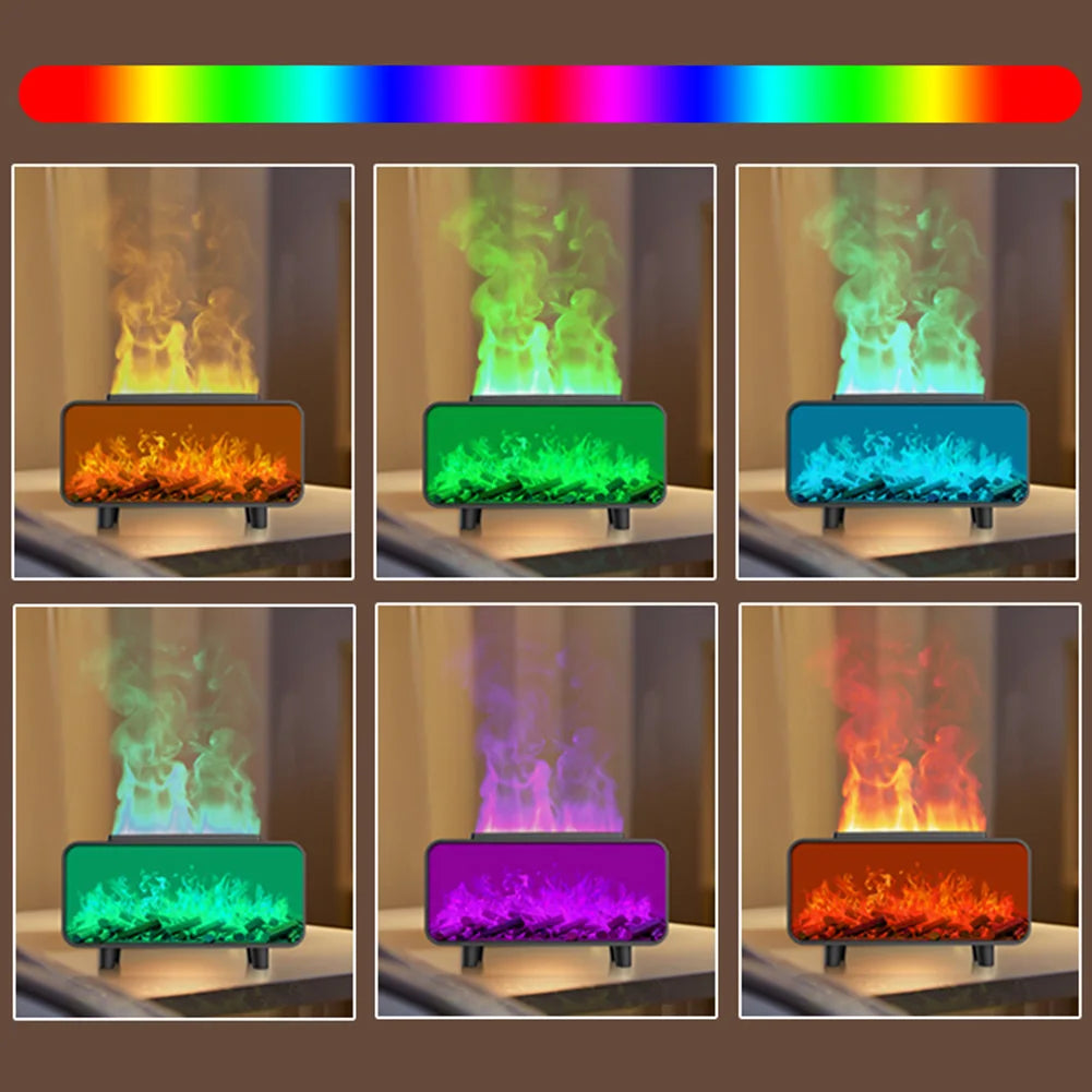 7 Colors Fire Aroma Diffuser Humidifier Mute Work for Home Office Yoga (Black)