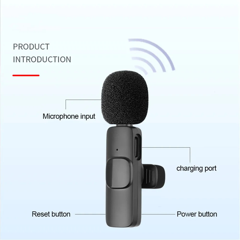 Lavalier Wireless Microphone 80mAh Rechargeable Battery Clip-On Podcast Mic for Streaming Vlogging Voice Recording Plug & Play