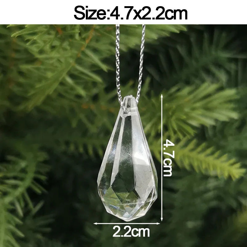 5pcs Christmas Home Decorations Crystal Acrylic Ornaments Snowflake Elk Xmas Tree Hanging Pendants Navidad 2025 New Year Gift
