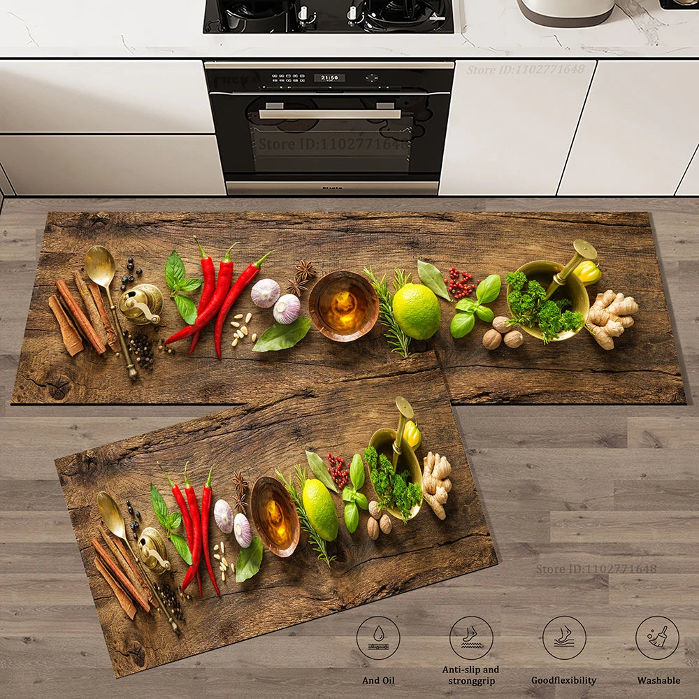 Spices Kitchen Mat Home Entrance Doormat Living Room Bedroom Balcony Floor Decor Carpet Bathroom Hallway Door Anti-Slip Foot Rug