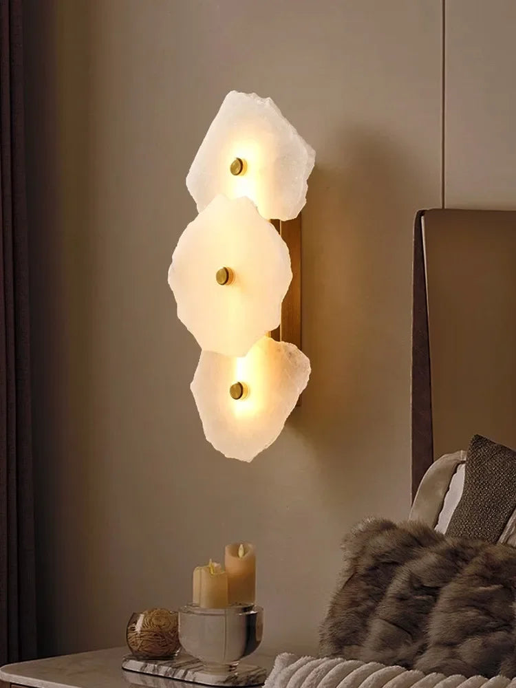 Modern Natural Marble All Copper LED Wall Lamp Dining Room Bedroom Bedside Living Room Indoor Creative Decoration Wall Light