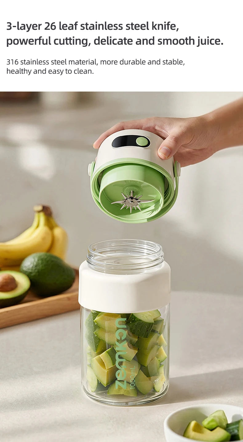 1000ML Portable Blender USB Electric Juicer Fruit Mixers Fruit Home Smoothies Mixer Multifunctional Juice Maker Machine Blender