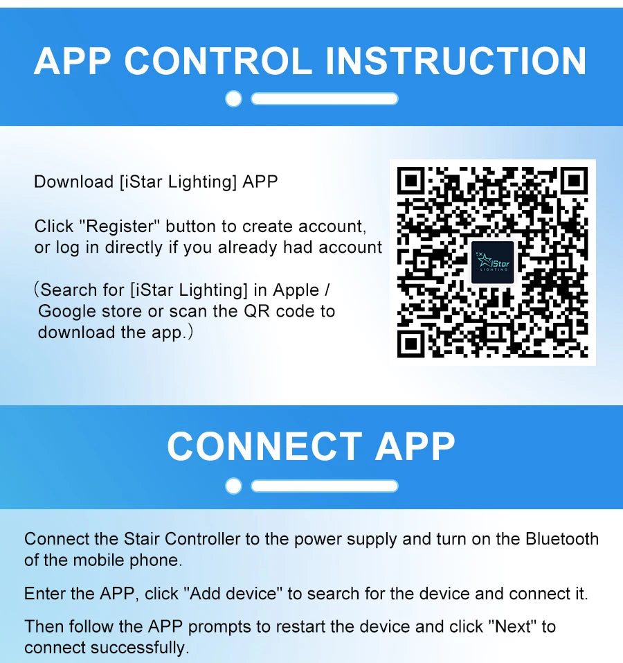 Intelligent Motion Sensor Stair Light Kit, Smart Bluetooth APP Remote Control, Dynamic & Constant Lighting for Indoor Staircase
