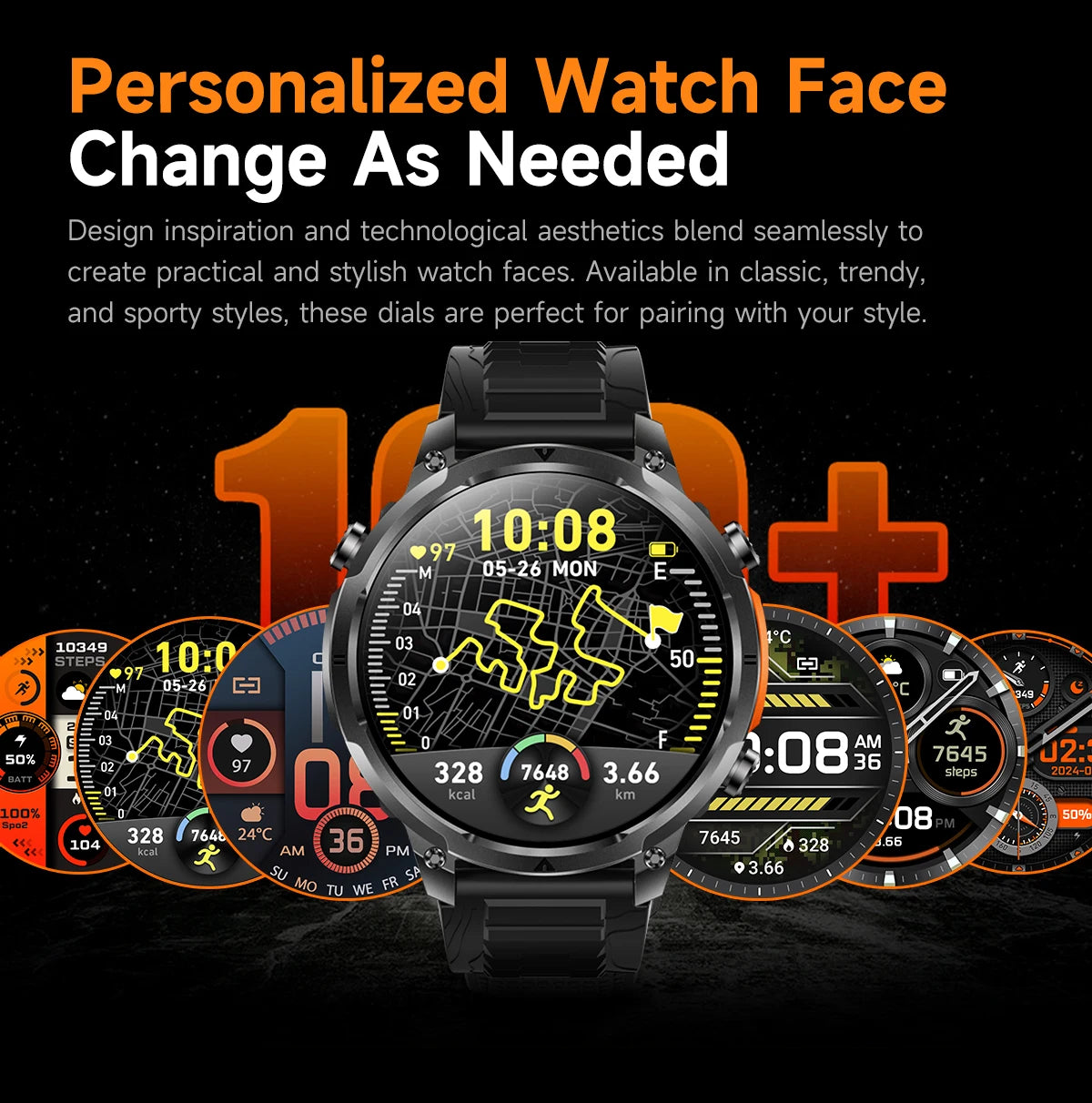 Luxury Military GPS Men Smartwatch Wrist Fitness Clock BT Call 1ATM Waterproof Sports Smart Watches for Android IOS Phones 2026