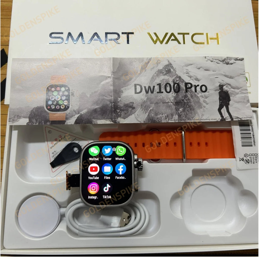 DW100 Pro Android Smartwatch Fingerprint Unlock Control Smart Watch 256GB ROM Free Download App WIFI GPS Camera 2.29inch Amoled